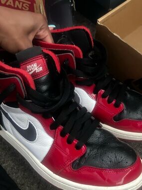Jordan High-Top Sneakers in Black, Red, and White